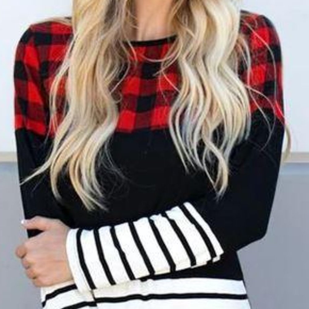 NWOT Plaid Striped Long Sleeve Shirt
